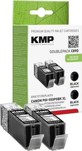 KMP Druckerpatrone ersetzt Canon PGI-550BK XL Kompatibel 2er-Pack Schwarz C89D 1518,0021 von KMP