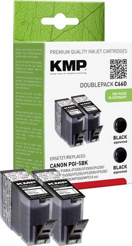 KMP Druckerpatrone ersetzt Canon PGI-5BK Kompatibel 2er-Pack Schwarz C66D 1504,0021 von KMP