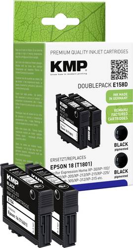 KMP Druckerpatrone ersetzt Epson 16, T1621 Kompatibel 2er-Pack Schwarz E154D 1621,4821 von KMP