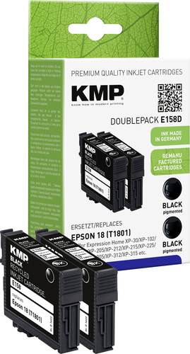KMP Druckerpatrone ersetzt Epson 18, T1801 Kompatibel 2er-Pack Schwarz E158D 1622,4821 von KMP