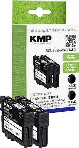 KMP Druckerpatrone ersetzt Epson 18XL, T1811 Kompatibel 2er-Pack Schwarz E145D 1622,4021 von KMP