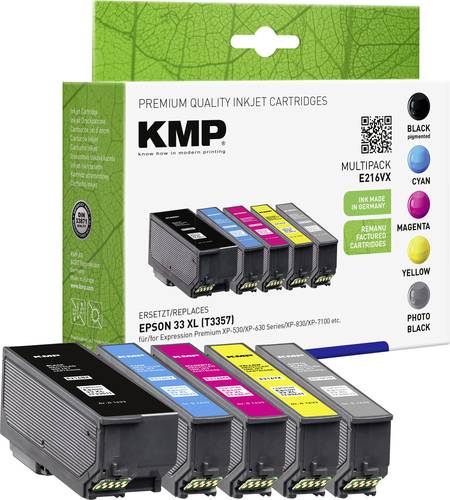 KMP Druckerpatrone ersetzt Epson 33XL, T3357, T3351, T3361, T3362, T3363, T3364 Kompatibel Kombi-Pac von KMP