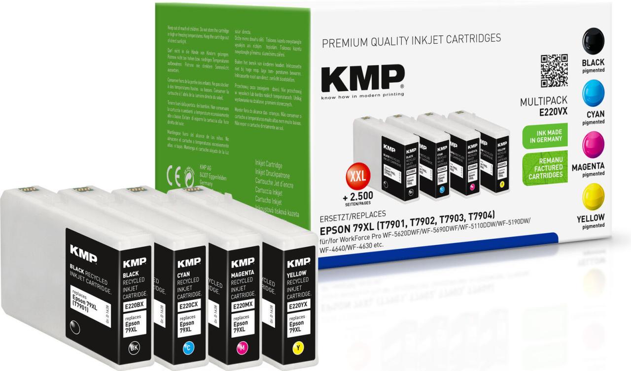 KMP Druckerpatronen E220VX schwarz, cyan, magenta, gelb kompatibel zu EPSON T... von KMP
