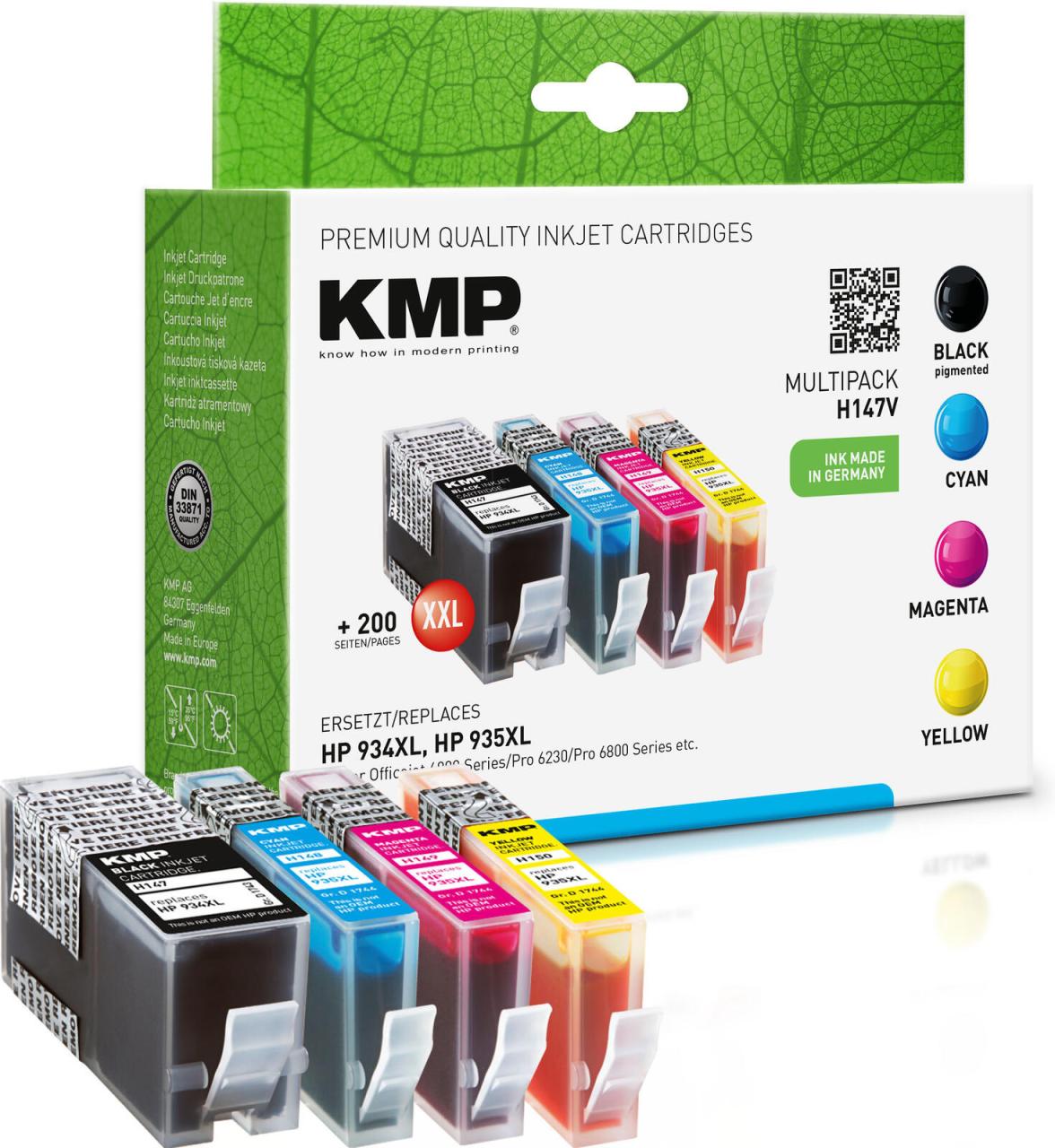 KMP Druckerpatronen H147V schwarz, cyan, magenta, gelb kompatibel zu HP 934XL... von KMP