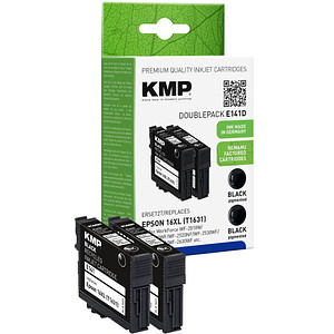 KMP E141D  schwarz Druckerpatronen kompatibel zu EPSON 16XL (T1631), 2er-Set von KMP