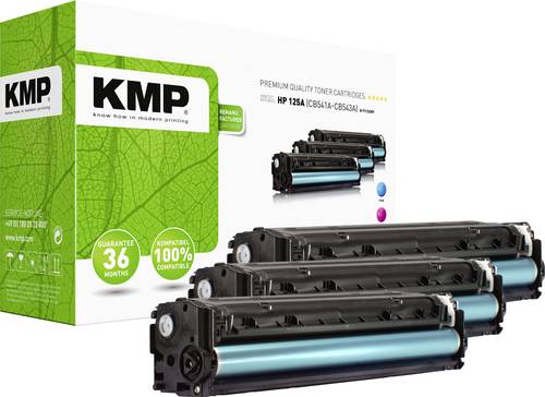 KMP Tonerkassette ersetzt HP 125A, CB541A, CB542A, CB543A Kompatibel Kombi-Pack Cyan, Magenta, Gelb von KMP