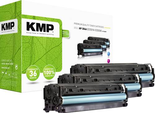 KMP Tonerkassette ersetzt HP 304A, CC531A, CC532A, CC533A Kompatibel Kombi-Pack Cyan, Magenta, Gelb von KMP