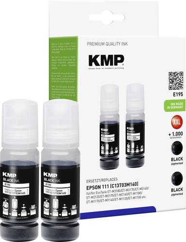 KMP Nachfülltinte ersetzt Epson 111, T03M1 Kompatibel 2er-Pack Schwarz E195 1649,0001 von KMP