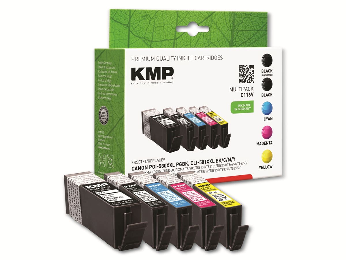 KMP Tintenmultipack C116V, ersetzt Canon CLI-581XXLBK/CLI-581XXL C,/M/Y von KMP