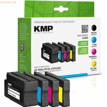 KMP Tintenpatrone H100V 1722,4050 wie HP 950/51XL schwarz/c/m/y 4 Stüc KMP Tintenpatrone H100V 1722,4050 wie HP 950/51XL schwarz/c/m/y 4 Stüc von KMP