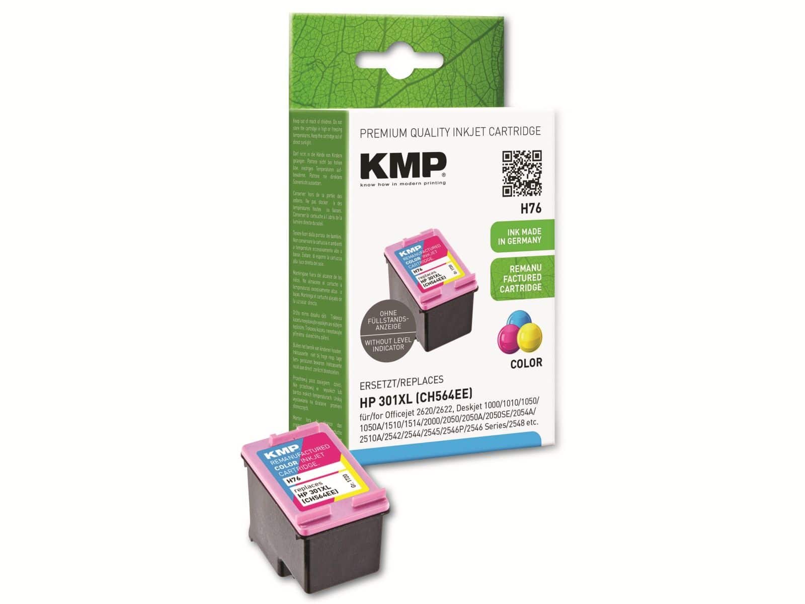 KMP Tintenpatrone kompatibel für HP 301XL (CH564EE), 3-Color von KMP