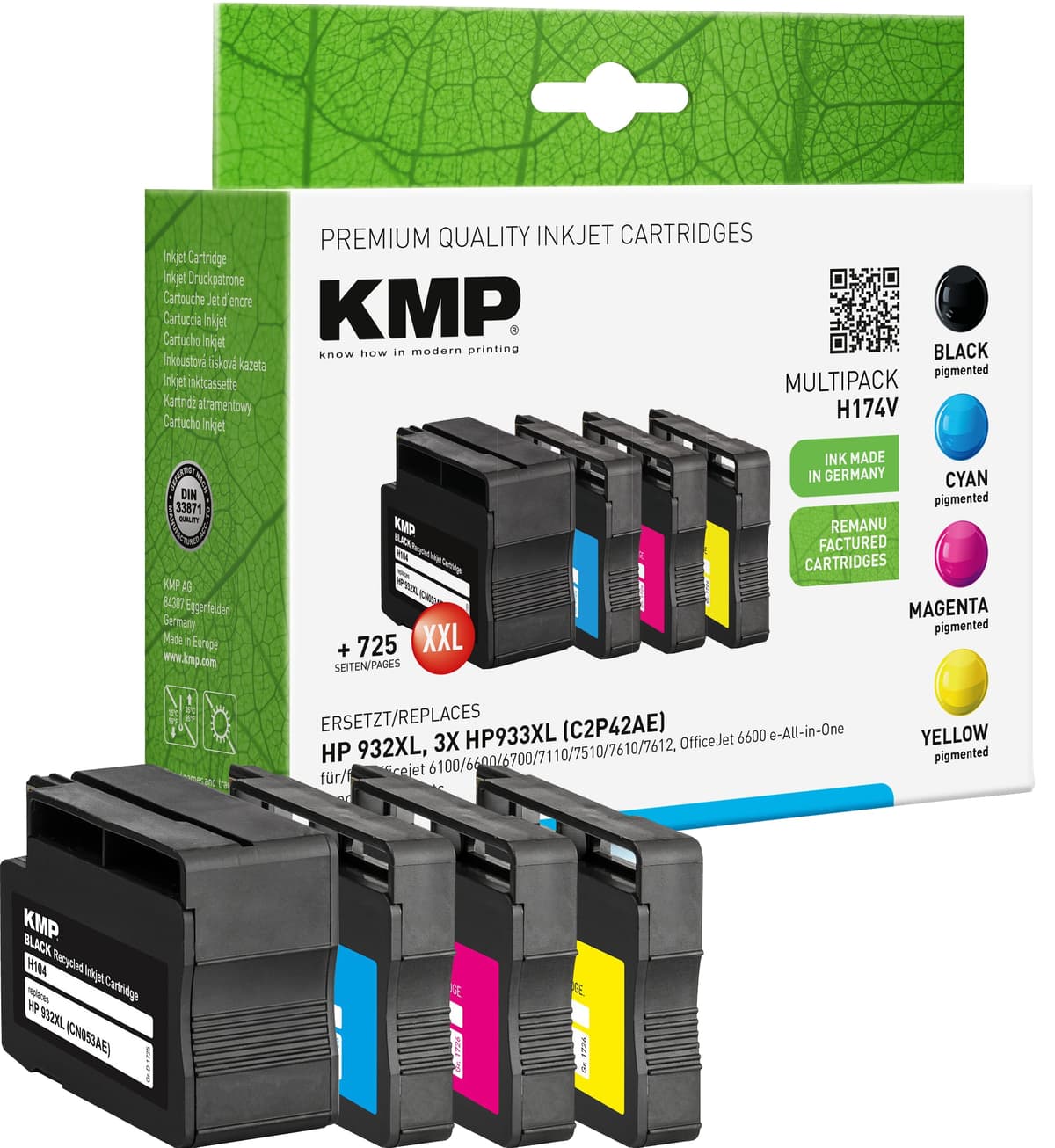KMP Tintenpatronen Multipack H174V ersetzt HP932XL/933XL von KMP