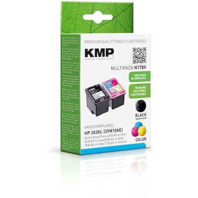 KMP Tintenpatronen Multipack Schwarz + Farbig ersetzt HP 303XL (3YN10AE) von KMP