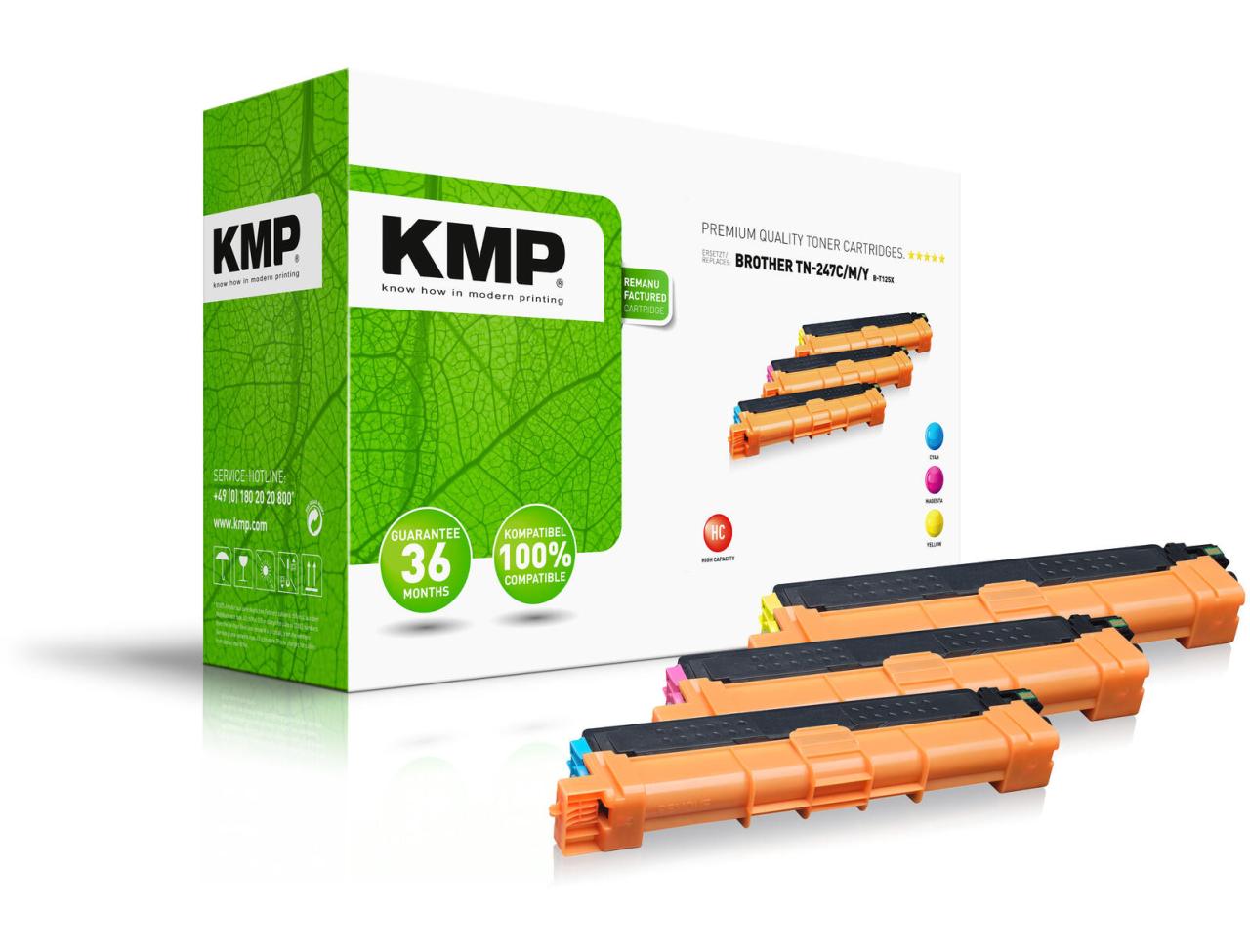 KMP Toner B-T125X cyan, magenta, gelb kompatibel zu brother TN-247C/M/Y, 3er-Set KMP Toner B-T125X cyan, magenta, gelb kompatibel zu brother TN-247C/M/Y, 3er-Set von KMP