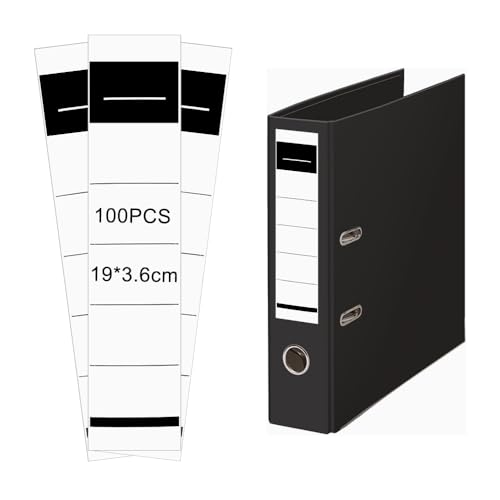 KNGNGK 100 Stück 19 x 3,6 cm Ordneretiketten Selbstklebend Ordner Rückenschilder Ordnerrücken Aufkleber Selbstklebend Ordner Beschriftung Beschreibbar Ordnerschilder aus Haftpapier für Büro Bibliothek von KNGNGK