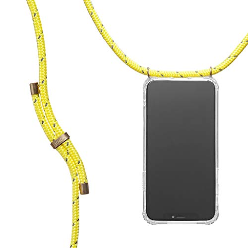 KNOK Case Handykette Kompatibel mit iPhone X/XS - Handy Hülle mit Kordel zum Umhängen - Phone Necklace in Reflect Neon Yellow von KNOK