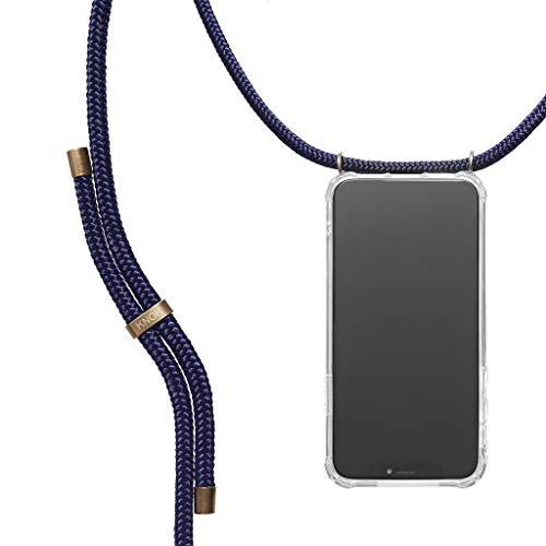 KNOK Handykette Kompatibel mit Apple iPhone 11 Pro Max - Silikon Hülle mit Band - Handyhülle für Smartphone zum Umhängen - Transparent Case mit Schnur - Schutzhülle mit Kordel in Marine von KNOK