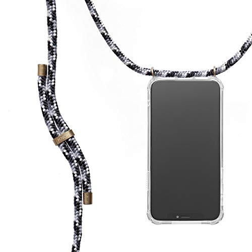 KNOK Handykette Kompatibel mit Apple iPhone 11 Pro - Silikon Hülle mit Band - Handyhülle für Smartphone zum Umhängen - Transparent Case mit Schnur - Schutzhülle mit Kordel (Urban Black) von KNOK