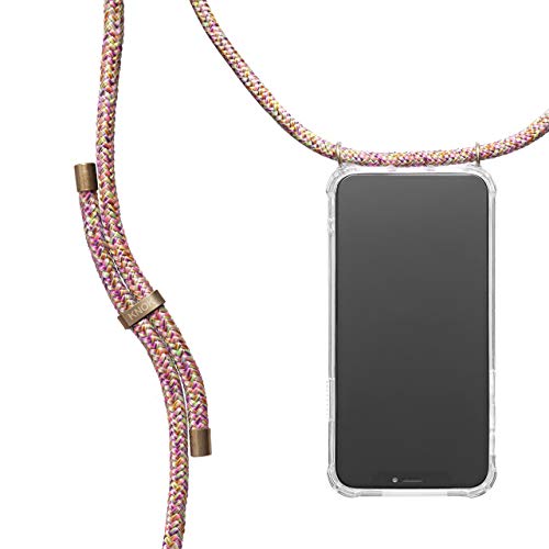 KNOK Handykette Kompatibel mit Apple iPhone 12 / iPhone 12 Pro - Silikon Hülle mit Band - Handyhülle für Smartphone zum Umhängen - Transparent Case mit Schnur - Schutzhülle mit Kordel in Unicorn von KNOK