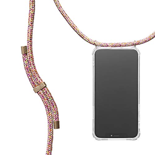 KNOK Handykette Kompatibel mit Apple iPhone 14 PRO - Silikon Hülle mit Band - Handyhülle für Smartphone zum Umhängen - Transparent Case mit Schnur - Schutzhülle mit Kordel in Unicorn von KNOK