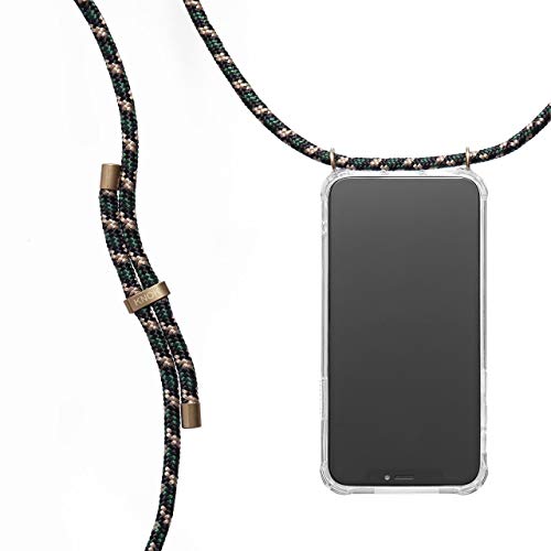 KNOK Handykette Kompatibel mit Apple iPhone 7/8 - Silikon Hülle mit Band - Handyhülle für Smartphone zum Umhängen - Transparent Case mit Schnur - Schutzhülle mit Kordel in Camouflage Grün von KNOK