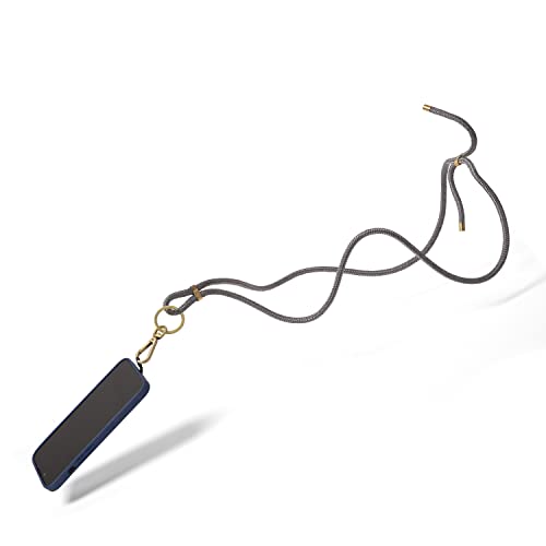 KNOK Handykette Universal, Verstellbare Halskette für alle Handys, Handy Lanyard, Verstellbare Halskette, klebefreie Einlage für ALLE Handyhüllen, Trageband, Smartphone Halsband (Grau) von KNOK