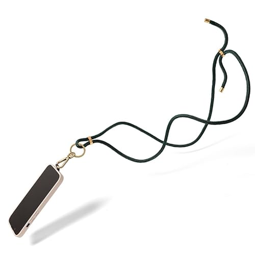 KNOK Handykette Universal, Verstellbare Halskette für alle Handys, Handy Lanyard, Verstellbare Halskette, klebefreie Einlage für ALLE Handyhüllen, Trageband, Smartphone Halsband (Green Forest) von KNOK