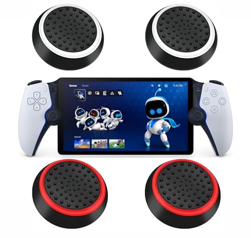 KNOXS 4 Stück Joystick Kappen für Sony Playstation Portal, Joystick Caps Silikon Anti-Rutsche Schutzhülle Sony Playstation Portal Thumbsticks Grips Caps (Weiß und rot Zwei) von KNOXS
