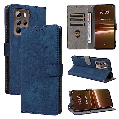 KNOXS Handyhülle für HTC U23 Pro Hülle mit RFID Blockierendem Ständer TPU Innenschale mit Stoßfester Klapphülle, PU Wallet Schutzhülle (Blau) von KNOXS