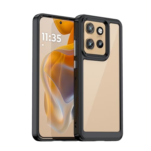 KNOXS Handyhülle für Motorola Edge 50 Neo Hülle, SchutzHülle [Soft TPU +Hard PC] Anti-Rutsch, Kratzfeste Stoßfeste Transparent Case für Motorola Edge 50 Neo (Schwarz) von KNOXS