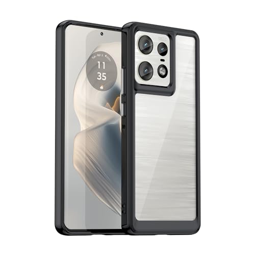 KNOXS Handyhülle für Motorola Edge 50 Pro Hülle, SchutzHülle [Soft TPU +Hard PC] Anti-Rutsch, Kratzfeste Stoßfeste Transparent Case für Motorola Edge 50 Pro (Schwarz) von KNOXS