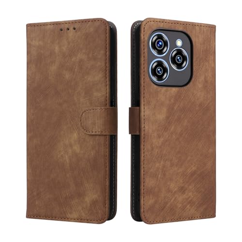 KNOXS Handyhülle für Oukitel C50 Hülle mit RFID Blockierendem Ständer TPU Innenschale mit Stoßfester Klapphülle, PU Wallet Schutzhülle (Braun) von KNOXS