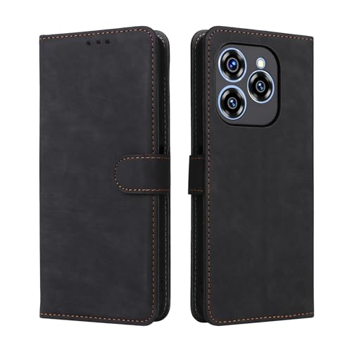 KNOXS Handyhülle für Oukitel C50 Hülle mit RFID Blockierendem Ständer TPU Innenschale mit Stoßfester Klapphülle, PU Wallet Schutzhülle (Schwarz) von KNOXS