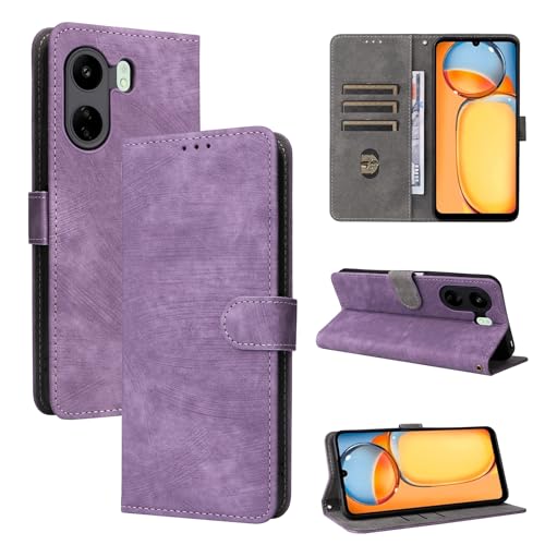 KNOXS Handyhülle für Xiaomi Poco C65/Xiaomi Redmi 13C Hülle mit RFID Blockierendem Ständer TPU Innenschale mit Stoßfester Klapphülle, PU Wallet Schutzhülle (Lila) von KNOXS