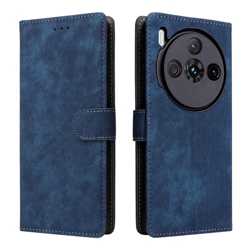 KNOXS Handyhülle für ZTE Nubia Z60S Pro Hülle mit RFID Blockierendem Ständer TPU Innenschale mit Stoßfester Klapphülle, PU Wallet Schutzhülle (Blau) von KNOXS