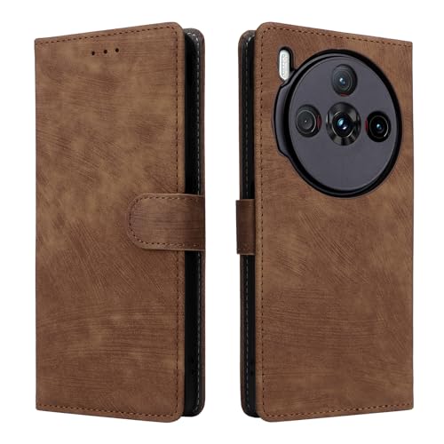 KNOXS Handyhülle für ZTE Nubia Z60S Pro Hülle mit RFID Blockierendem Ständer TPU Innenschale mit Stoßfester Klapphülle, PU Wallet Schutzhülle (Braun) von KNOXS