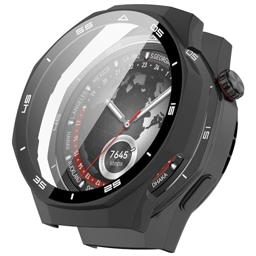 KNOXS Hard Hülle Kompatibel mit Huawei Watch GT 5 Pro 46mm, HD PC Stoßfest Rundum Schutzhülle Ultradünne Gehäuse mit Kratzfest Displayschutz(Schwarz) von KNOXS