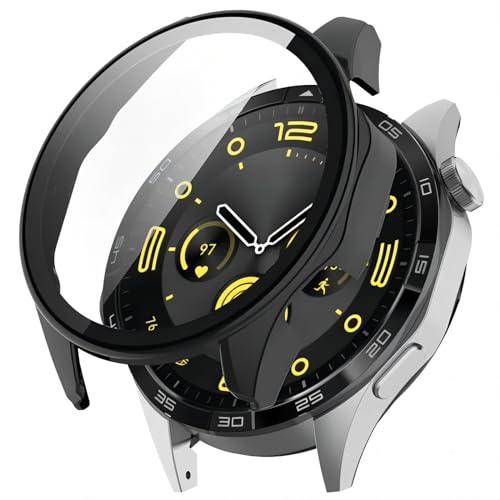 KNOXS Hard Schutzhülle Kompatibel mit Huawei Watch GT 4, HD PC Stoßfest Rundum Hülle Ultradünne Gehäuse mit Kratzfest Displayschutz - 46mm (Schwarz) von KNOXS