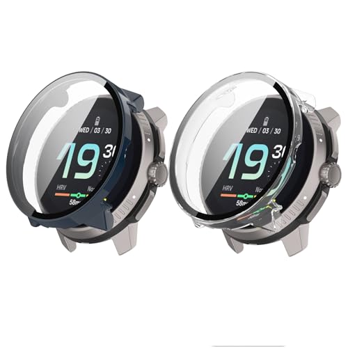 KNOXS Hard Schutzhülle Kompatibel mit für Suunto Race, HD PC Stoßfest Rundum Hülle Ultradünne Gehäuse mit Kratzfest Displayschutz (Blau+Durchsichtig) 2 Stück von KNOXS