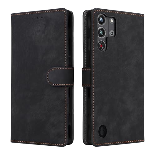 KNOXS Hülle Kompatibel mit Nubia Red Magic 10 Pro Hülle mit RFID Blockierendem Ständer TPU Innenschale mit Stoßfester Klapphülle, PU Wallet Schutzhülle (Schwarz) von KNOXS