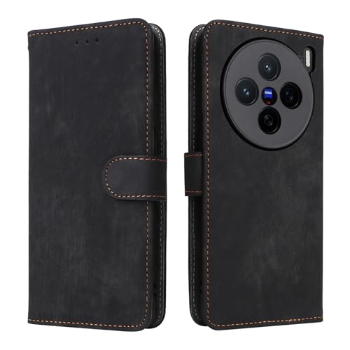 KNOXS Hülle Kompatibel mit vivo X200 Hülle mit RFID Blockierendem Ständer TPU Innenschale mit Stoßfester Klapphülle, PU Wallet Schutzhülle (Schwarz) von KNOXS