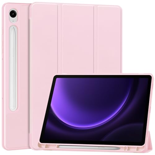 KNOXS Hülle für Samsung Galaxy Tab S9 FE 10.9 Zoll 2023, Hochwertiges Weich TPU Mit S-Pen Halter Schutzhülle Hülle, [Automatischem Schlaf/Aufwach] für Samsung Galaxy Tab S9 FE Hülle (Rosa) von KNOXS