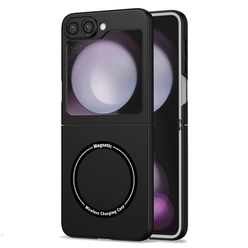 KNOXS Hülle für Samsung Galaxy Z Flip 6, Ultra Dünn PC Matte Schutzhülle Magnetische Funktion Handyhülle Stoßfeste Fingerabdruck-Resistent für Z Flip 6 Hülle (Schwarz) von KNOXS