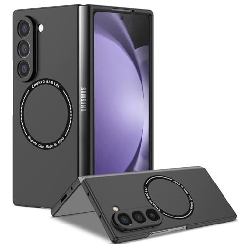 KNOXS Hülle für Samsung Galaxy Z Fold 6, Ultra Dünn PC Matte Schutzhülle Magnetische Funktion Handyhülle Stoßfeste Fingerabdruck-Resistent für Z Fold 6 Hülle (Schwarz) von KNOXS