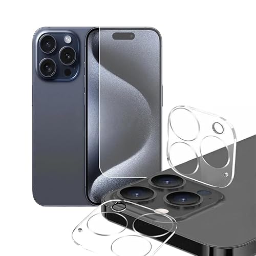 KNOXS Panzerglas für Schutzfolie für iPhone 15 Pro, 1 Stück Schutzglas und 2 Stück Kamera Schutzfolie, 9H Härte HD Glas Folie Displayschutzfolie [Sensitive Touch] (Transparent) von KNOXS