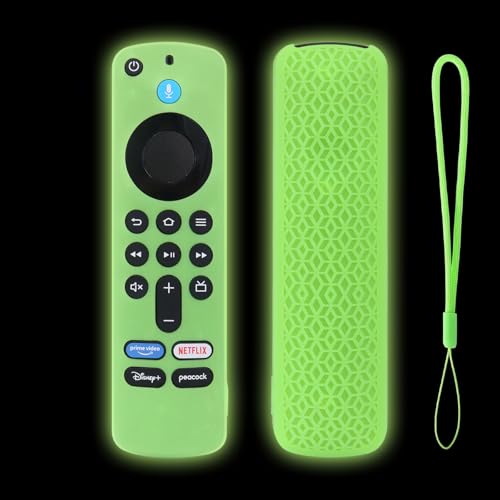 KNOXS Silikon Schutzhülle Hülle Kompatibel mit Amazon Fire TV Stick 4K 2nd Gen, Stoßfeste,rutschfest,staubdichte Leichte Silikon-Fernbedienung Hülle Case (Grün Leuchtend) von KNOXS