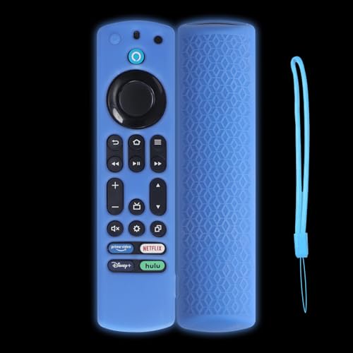 KNOXS Silikon Schutzhülle Hülle Kompatibel mit Amazon Fire TV Stick 4K Max 2nd 2024/2023, Stoßfeste, rutschfest, Staubdichte, Leichte Fernbedienung Hülle Case (Blau Leuchtend) von KNOXS