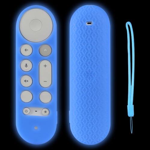 KNOXS Silikon Schutzhülle Hülle Kompatibel mit Google TV Streamer 4K TV 2024, Stoßfeste,rutschfest,staubdichte Leichte Silikon-Fernbedienung Hülle Case (Blau Leuchtend) von KNOXS