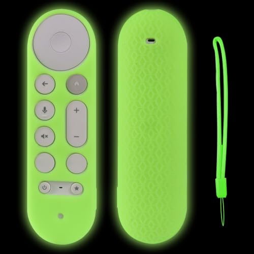 KNOXS Silikon Schutzhülle Hülle Kompatibel mit Google TV Streamer 4K TV 2024, Stoßfeste,rutschfest,staubdichte Leichte Silikon-Fernbedienung Hülle Case (Grün Leuchtend) von KNOXS