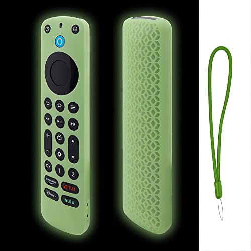 KNOXS Silikon Schutzhülle Kompatibel mit Alexa Voice Remote Pro, Stoßfeste,rutschfest,staubdichte Leichte Silikon-Fernbedienung Hülle Case (Grün Leuchtend) von KNOXS